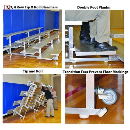 SSG / BSN 2 Row 8 Feet Tip And Feet Roll Bleacher - Seats 10 TR0208